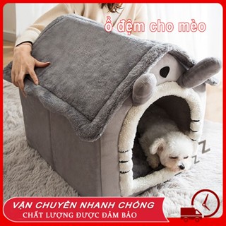 Giường cho mèo Ổ Đệm Cho Mèo Giường Mèo Êm Ái Có Vành Tai Kèm Cục Bông Tròn Đồ Chơi Dành Cho Thú Cưng Ổ Đẻ Cho Mèo Chó