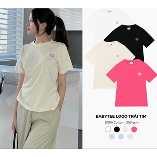 Áo babytee trơn nhiều màu thêu logo trái tim mẫu mới