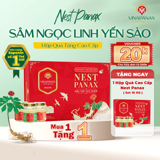  Hộp quà tặng cao cấp Sâm Ngọc Linh Yến sào Khánh Hòa 35% Nest Panax (10 hũ x70ml)