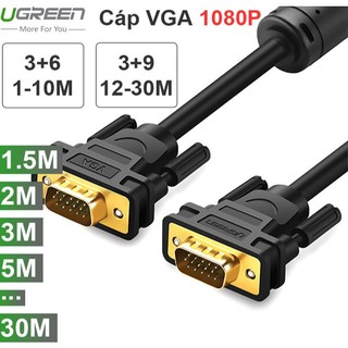 Dây Cáp VGA Ugreen 11630 11646 11631 11632 11633 VG101 (15 Chân thuần Đồng 3+6)