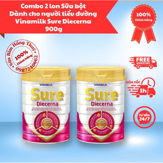 Combo 2 lon Sữa bột Dành cho người tiểu đường Vinamilk Sure Diecerna 900g