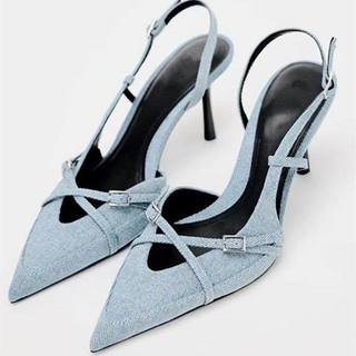 Giày Sandal Z A RÀ Slingback Mũi Nhọn cao 9p VNXK