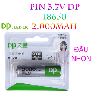 Pin sạc 3v7 18650 dp 2.000mah đầu bằng và đầu nhọn. pin sạc 18650 dp 2000mah loại tốt đúng dung lượng