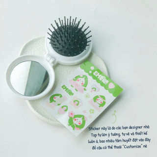 Gương lược gấp gọn dễ thương (Tặng kèm sticker Em Lá)