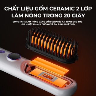 Lược điện không dây ion âm ec01 - chăm sóc tóc suôn mượt, lược chải điện tạo kiểu - tặng dock sạc không dây