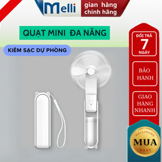 Quạt tích điện mini cầm tay MELLI  đa năng 3 cấp độ gió sạc pin qua USB dung lượng pin 1200mAh dễ thương
