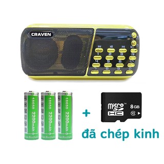 Loa nghe nhạc, nghe kinh, nghe đài fm craven cr-853 hỗ trợ 2 khe thẻ nhớ và 1 cổng usb, pin 6600mah
