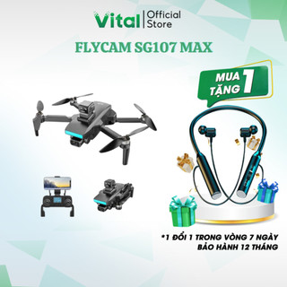 Flycam SG107 MAX Flycam động cơ không chổi than cảm biến chống va chạm hình ảnh sắc nét dung lượng pin lớn bh12T [GD475]