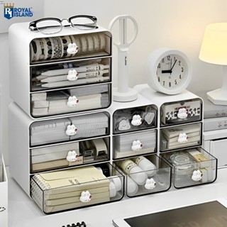 Tủ Đựng Đồ Đa Năng Để Bàn Cao Cấp Hình Thỏ Trắng, Heo Hồng - Hộp Đựng Đồ Mỹ Phẩm Mini Decor Bàn Học, Bàn Làm Việc