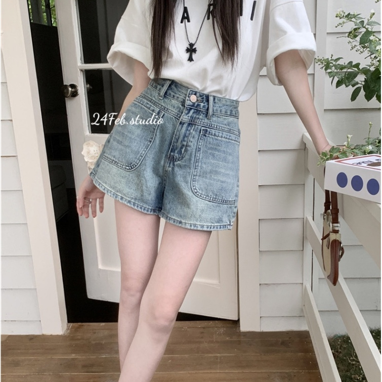 Quần sooc jeans túi ngang phong cách ulzzang Hàn Quốc XTT QAN20 7486