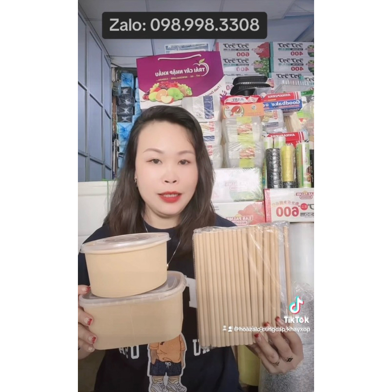 Com bo 50 bát giấy 1000ml có nắp