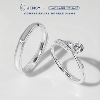 Nhẫn đôi bạc s925 jensy gắn đá cao cấp "compatibility" ndarj9051. nhẫn cặp đôi bạc ý nghĩa