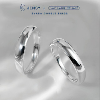 Nhẫn đôi bạc s925 cao cấp jensy "evara" ndarj2810. nhẫn đôi bạc nam nữ trơn