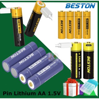 Pin sạc Beston AA 1.5V Lithium nhiều loại dung lượng (Chính hãng Beston) -  Tặng hộp đựng pin