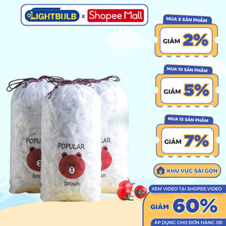 Túi 100 Túi Màng Bọc Thực Phẩm LIGHTBULB Co Giãn Có Chun Chùm Đầu Đa Năng Tái Sử Dụng Nhiều Lần