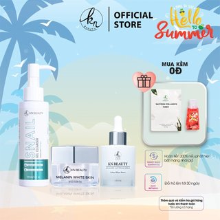 Combo 3 bước Ngừa Nám Trắng Da KN Beauty Kem dưỡng + Serum + Sữa rửa mặt tặng mặt nạ safron + gel rửa tay