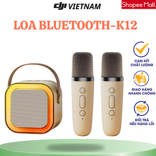Loa bluetooth karaoke K12 Không Dây cao cấp mini Kèm 2 Micro Thiết Kế Nhỏ Gọn-VD.STORE