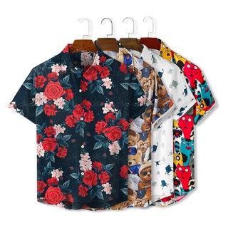 Áo sơ mi họa tiết nam nữ vải lụa cao cấp form rôgn unisex