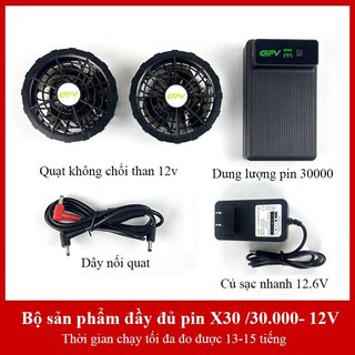 Phụ kiện áo điều hòa , pin 30000mah quạt áo điều hòa, chạy 12-18h. bảo hành 12 tháng