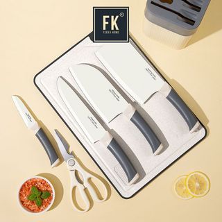 Bộ dao nhà bếp cao cấp kèm ống đựng xinh xắn, bộ dao 7 món công nghệ chống gỉ BO