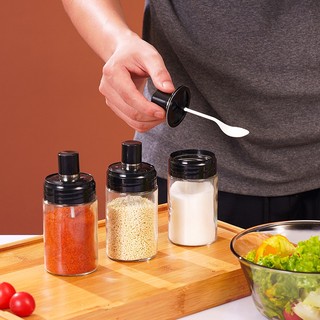 Lọ Đựng Gia Vị Thủy Tinh Kèm Muỗng, Hũ Thuỷ Tinh Đựng Gia Vị 250ml Tiện Lợi Cho Nhà Bếp