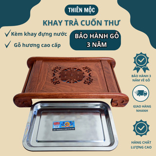 khay trà,khay đựng trà gỗ hương,đựng trà,nước ấm chén tách bình trà thiết kế hình cuốn thư trang trí bàn ghế sang trọng