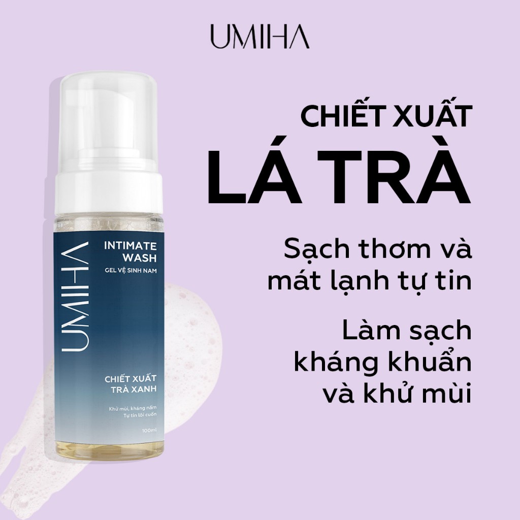 Dung dịch vệ sinh nam UMIHA (100ml) dạng bọt - Ddvs ngăn mùi và vi khuẩn gây viêm ngứa, hương thơm cuốn hút nam tính
