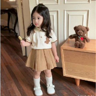 Bộ đồ chân váy cổ bẻ hình gấu cho bé yêu từ 8-25kg
