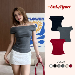 Áo trễ vai nữ Julia Top ATV02 tay ngắn cổ thuyền, chất liệu thun co giãn, trẻ trung - Uni By Heart