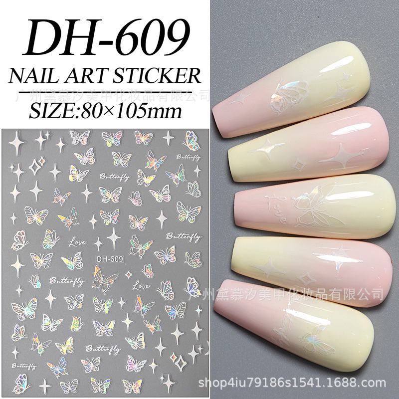 Sticker bướmánh sao dán móng tay DH609