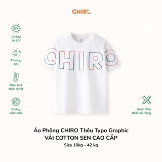 Áo Phông CHIRO Thêu Typo Graphic Vải Cotton Sen Màu Trắng Cho Bé Trai/Bé Gái Size Từ 10-42kg - CR2309