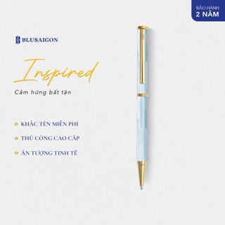 Bút ký cao cấp blusaigon inspired - bút bi ngọc trai xanh ngọc mississippi - mạ titanium gold