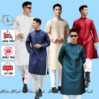 [Giao hỏa tốc] Áo dài nam cách tân gấm vân trơn đơn giản, thanh lịch, cao cấp - Áo dài Hiếu Hạnh