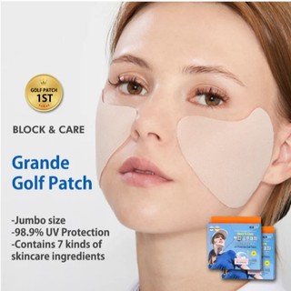 Mặt nạ golf dán gò má loại to, chống tia UV Block & Care Grande Golf Patch - Hàn Quốc - Hộp 5 miếng