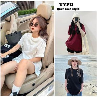 Áo Thun Nam Nữ TRƠN UNISEX form rộng tay lỡ - Áo Phông Trơn Tay Lỡ mềm mịn mặc nhóm, teambuilding, đồng phục - TYPO