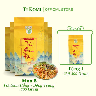 Trà Sam Hồng Đông Trùng 300 Gram (COMBO 5) Trà Thanh Nhiệt Mát Gan An Thần Hỗ Trợ Đau Dạ Dày
