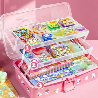 Bộ Đồ Chơi Hộp Dụng Cụ Sticker Handmade DIY 3 Tầng Cực Đáng Yêu Gồm 461 Chi Tiết Sáng Tạo Khéo Tay Làm Quà Tặng