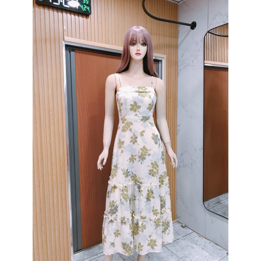 Đầm Maxi 2 Dây Hoa Nhí Cổ Vuông