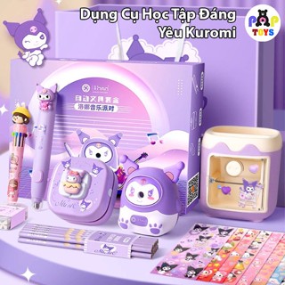 Bộ Dụng Cụ Học Tập Kuromi / Pokemon 6IN1 Bút Tẩy Máy Gọt Bút Chì Máy Hút Bụi Mini Và Bút Chì Kèm Nhiều Sticker Đáng Yêu