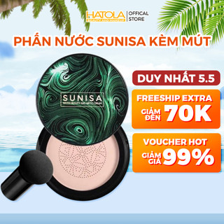 Phấn nước cushion Hatola Sunisa che khuyết điểm lớp nền mịn tự nhiên tặng kèm cọ bông tán kem nền cao cấp HATOLA