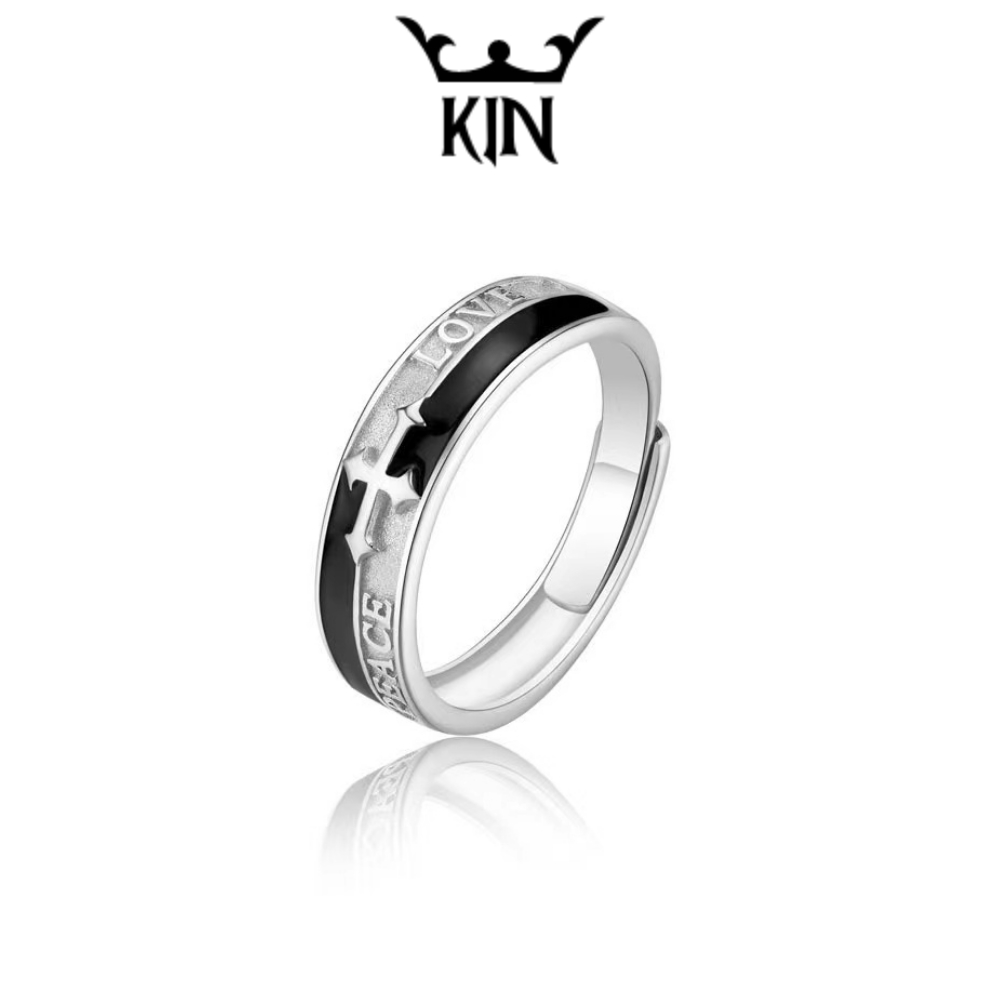 Nhẫn Thép Họa Tiết Thánh Giá Màu Bạc Thời Trang Nam Nữ Uneisx Kin Accessories Basic Dễ Phối Đồ  - Nh