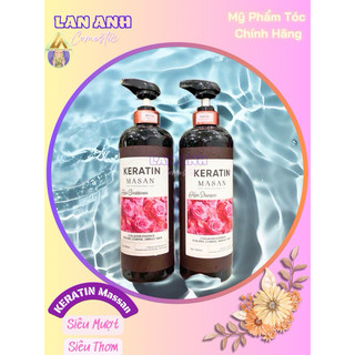 Cặp dầu gội Keratin Massan 800ml Giảm rụng Phục hồi tóc hư tổn Hương thơm nước hoa Kích thích mọc tóc chống gàu hiệu quả
