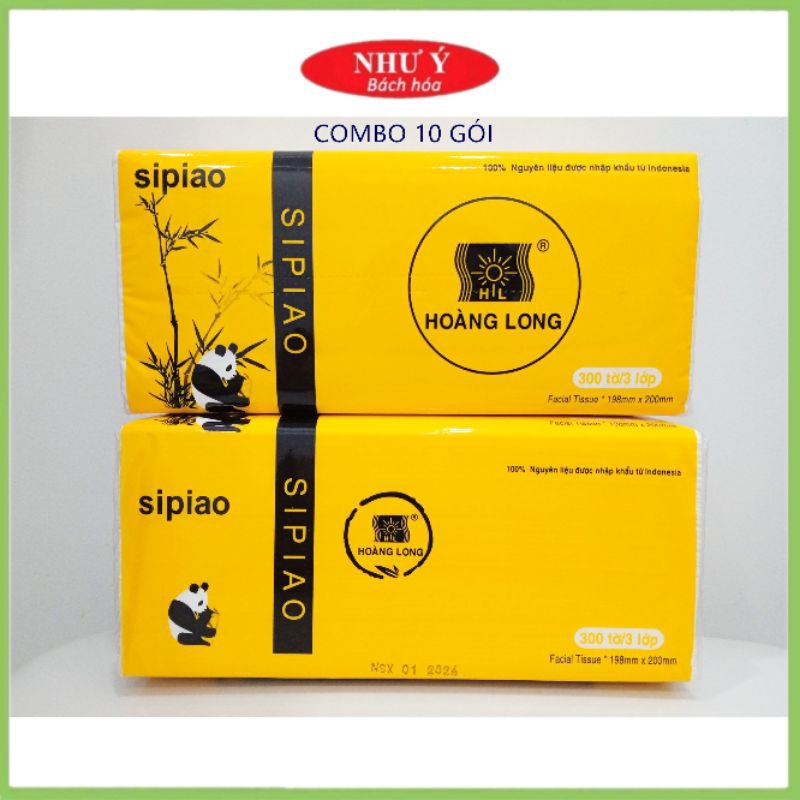 [Combo 10 Gói] Hàng Loại 1, Khăn Giấy Gấu Trúc Hoàng Long, Đảm Bảo Chất Lượng. Kích Thước 198*200Mm