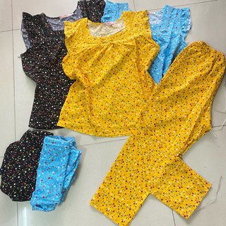 Bộ đồ hoa nhí dài 9 tất mặc nhà quần có túi size 40-65kg