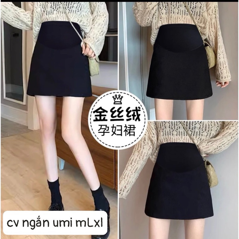 Chân váy umi bầu ngắn.