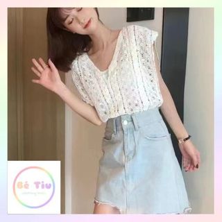 Áo Lưới Dệt Kim Sát Nách Dáng Rộng Không Tay Họa Tiết Lưới Thoáng Mát Thời Trang Dành Cho Nữ Hàng Qccc / Bé Tiu Clothing