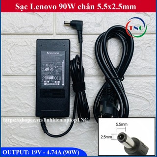 Sạc Lenovo tốt 19V - 4.74A - 90W đường kính đầu sạc 5.5mm ký hiệu chân 5.5x2.5mm (Adapter Lenovo ZIN) tặng kèm dây nguồn