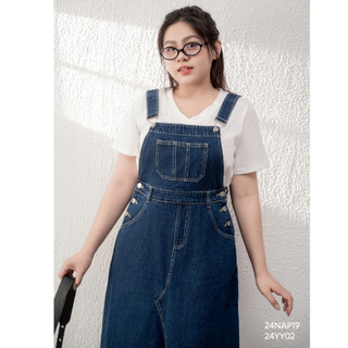 Yếm jean dáng dài xẻ trước bigsize – 24yy02 -