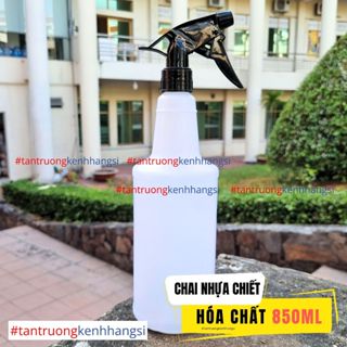 Bình xịt pha hóa chất chăm xe 850ml, Chai xịt HDPE kháng hóa chất, có vạch chia, màu trắng đục
