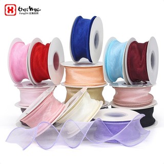 Cuộn ruy băng đuôi cá bản 4cm - 9m, ruy băng voan viền sóng biển trang trí bánh sinh nhật, bó hoa